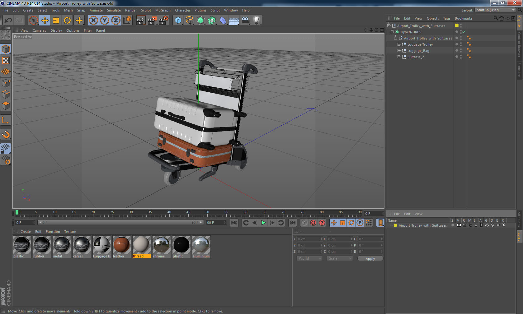 3D model Airport Trolley with Suitcases