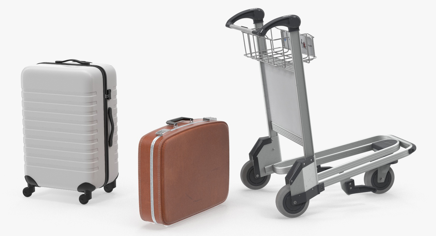 3D model Airport Trolley with Suitcases