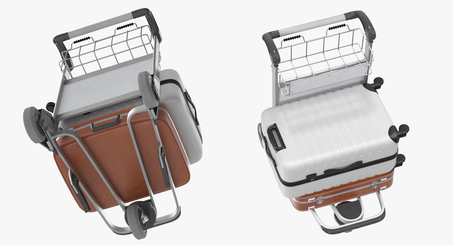 3D model Airport Trolley with Suitcases