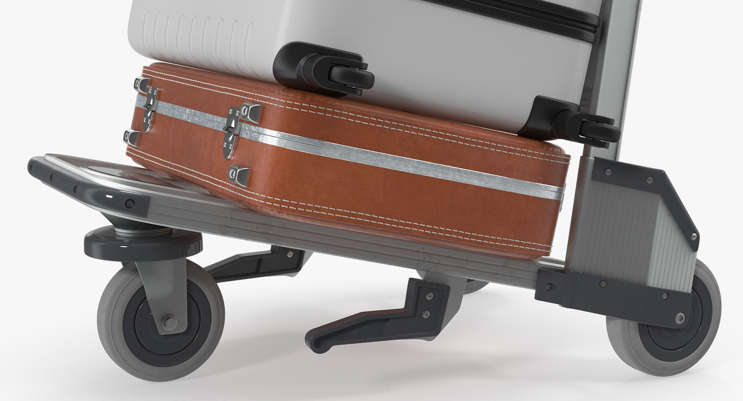 3D model Airport Trolley with Suitcases