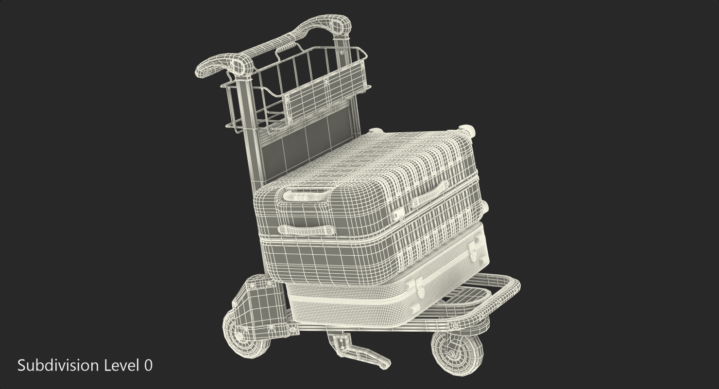 3D model Airport Trolley with Suitcases