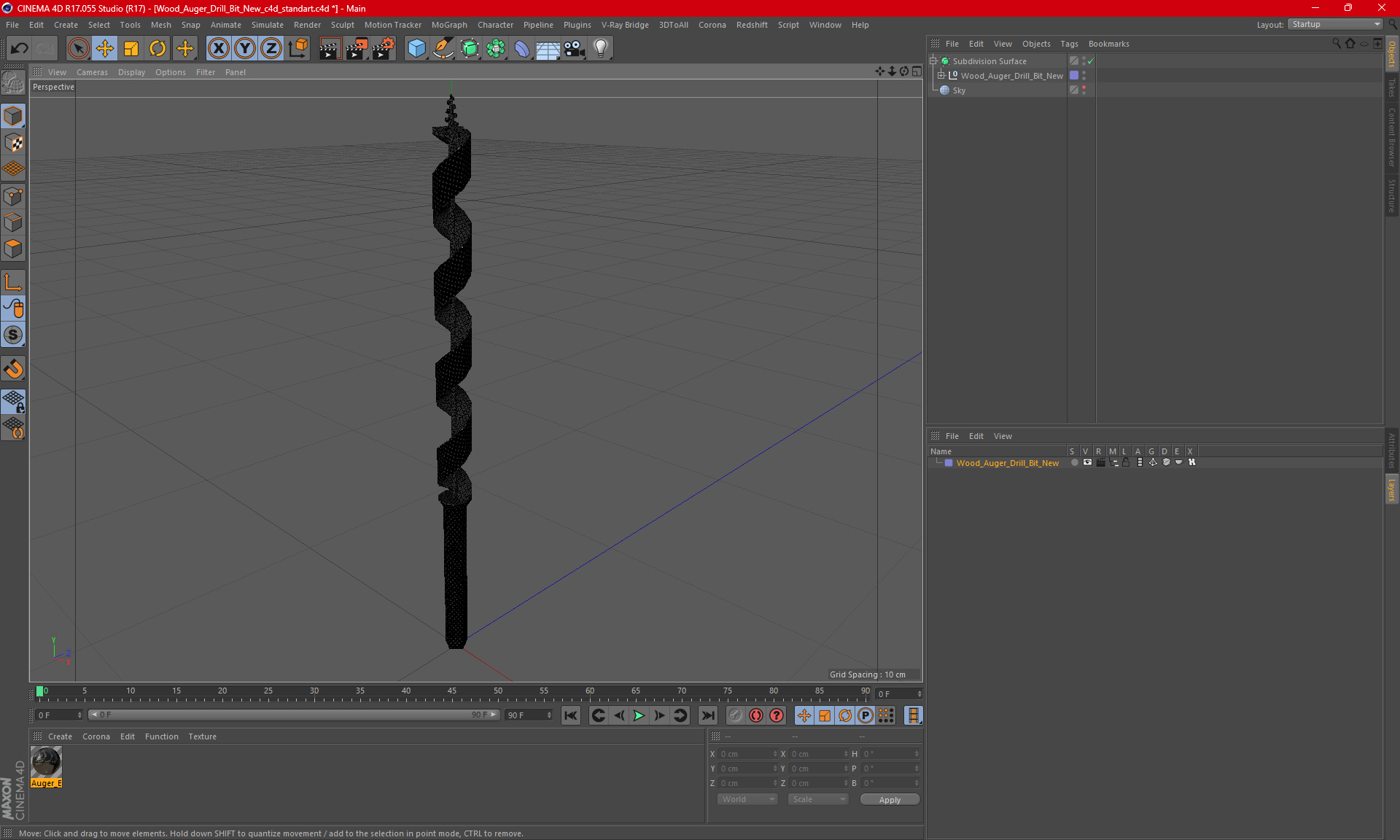 Wood Auger Drill Bit New 3D model