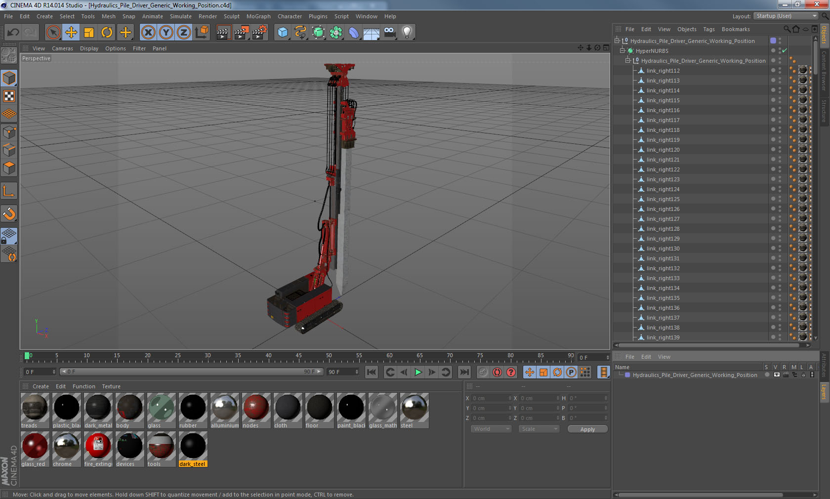 Hydraulics Pile Driver Generic Working Position 3D