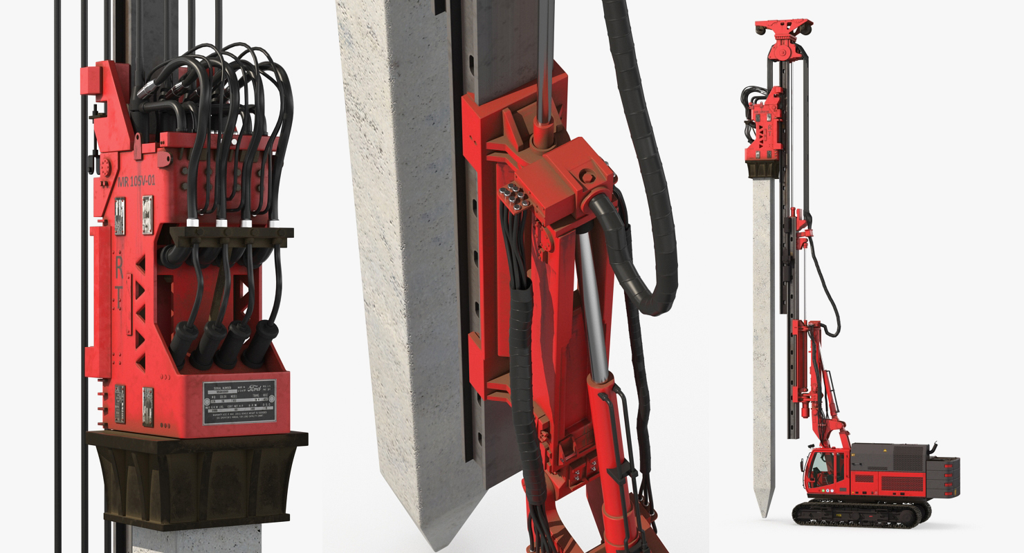 Hydraulics Pile Driver Generic Working Position 3D