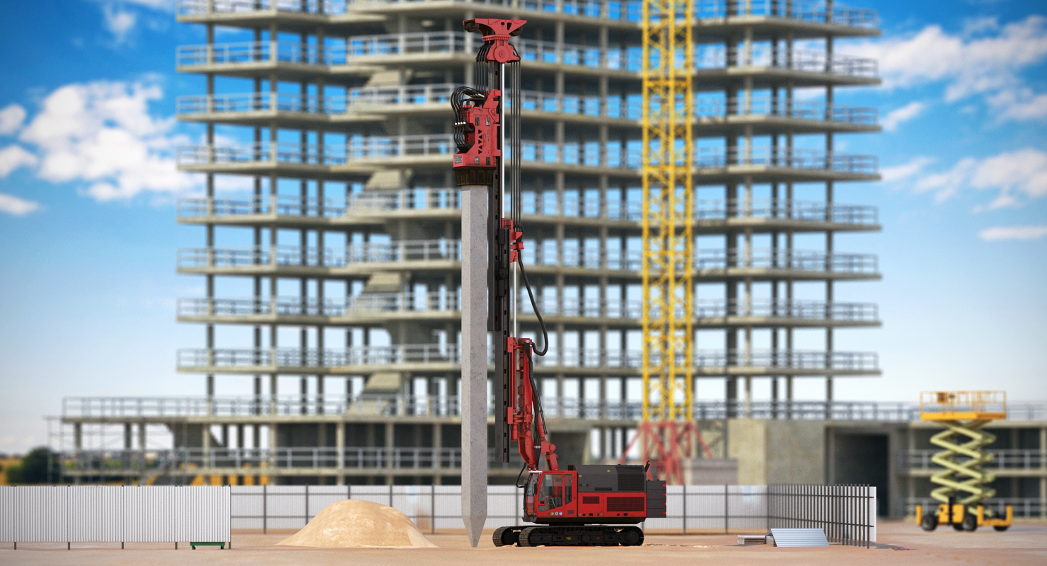 Hydraulics Pile Driver Generic Working Position 3D