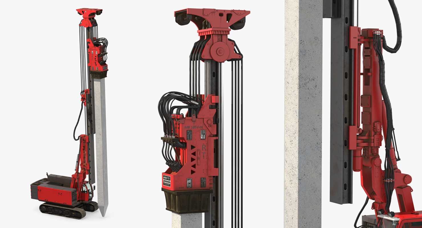 Hydraulics Pile Driver Generic Working Position 3D