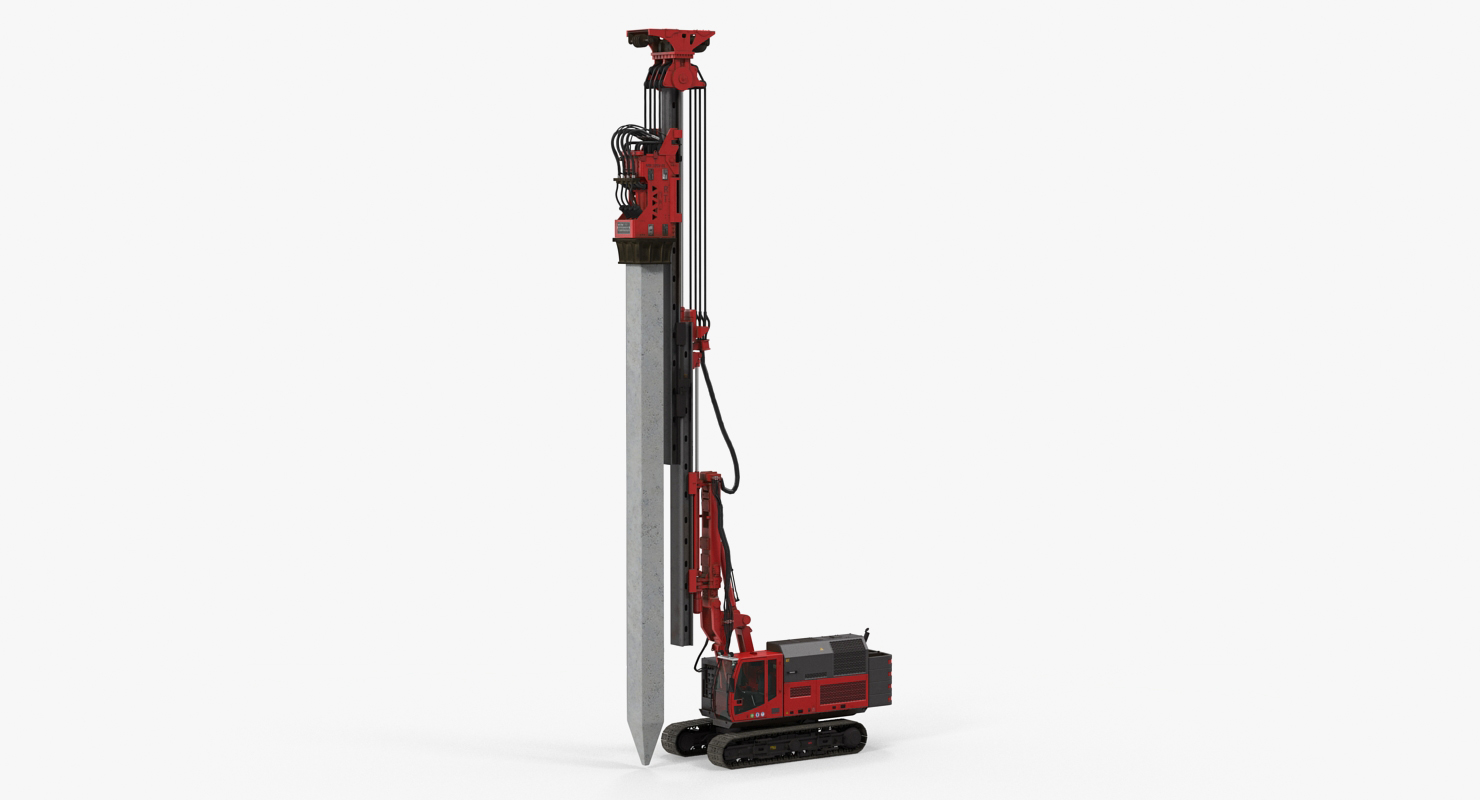 Hydraulics Pile Driver Generic Working Position 3D