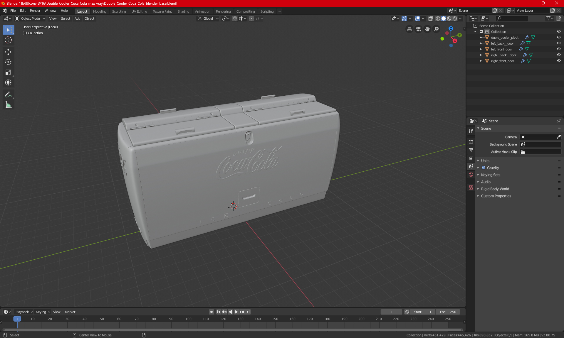 3D Double Cooler Coca Cola model