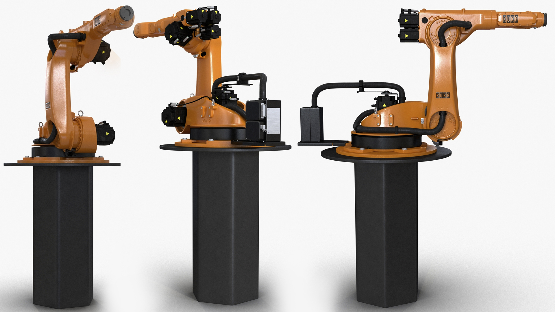 3D Industrial Robot Arm Kuka KR 60-4 on Stand Rigged for Maya model