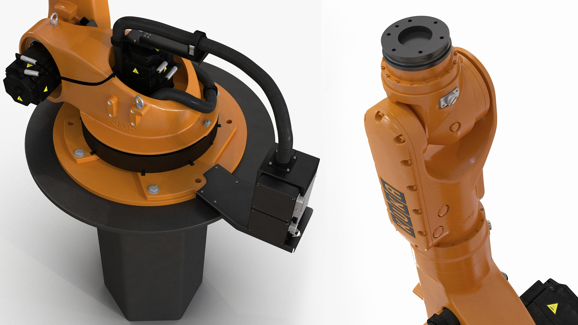 3D Industrial Robot Arm Kuka KR 60-4 on Stand Rigged for Maya model