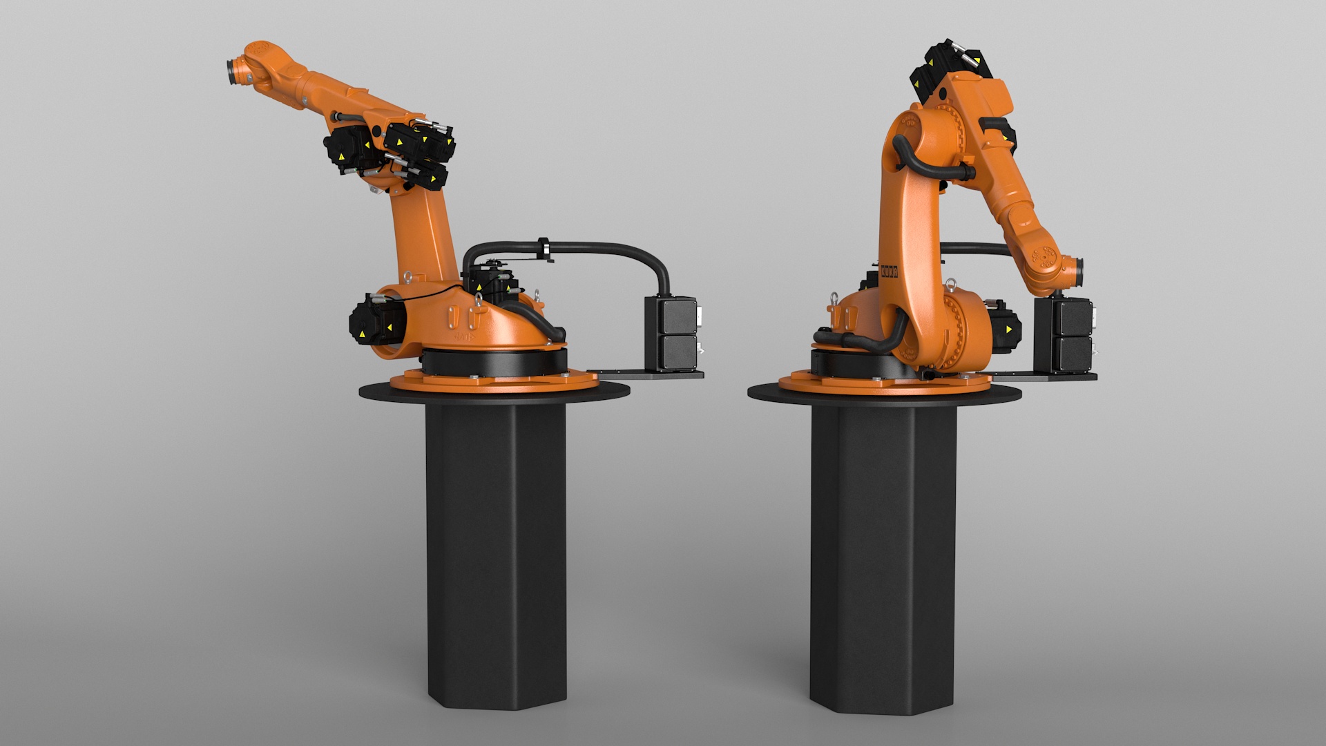 3D Industrial Robot Arm Kuka KR 60-4 on Stand Rigged for Maya model