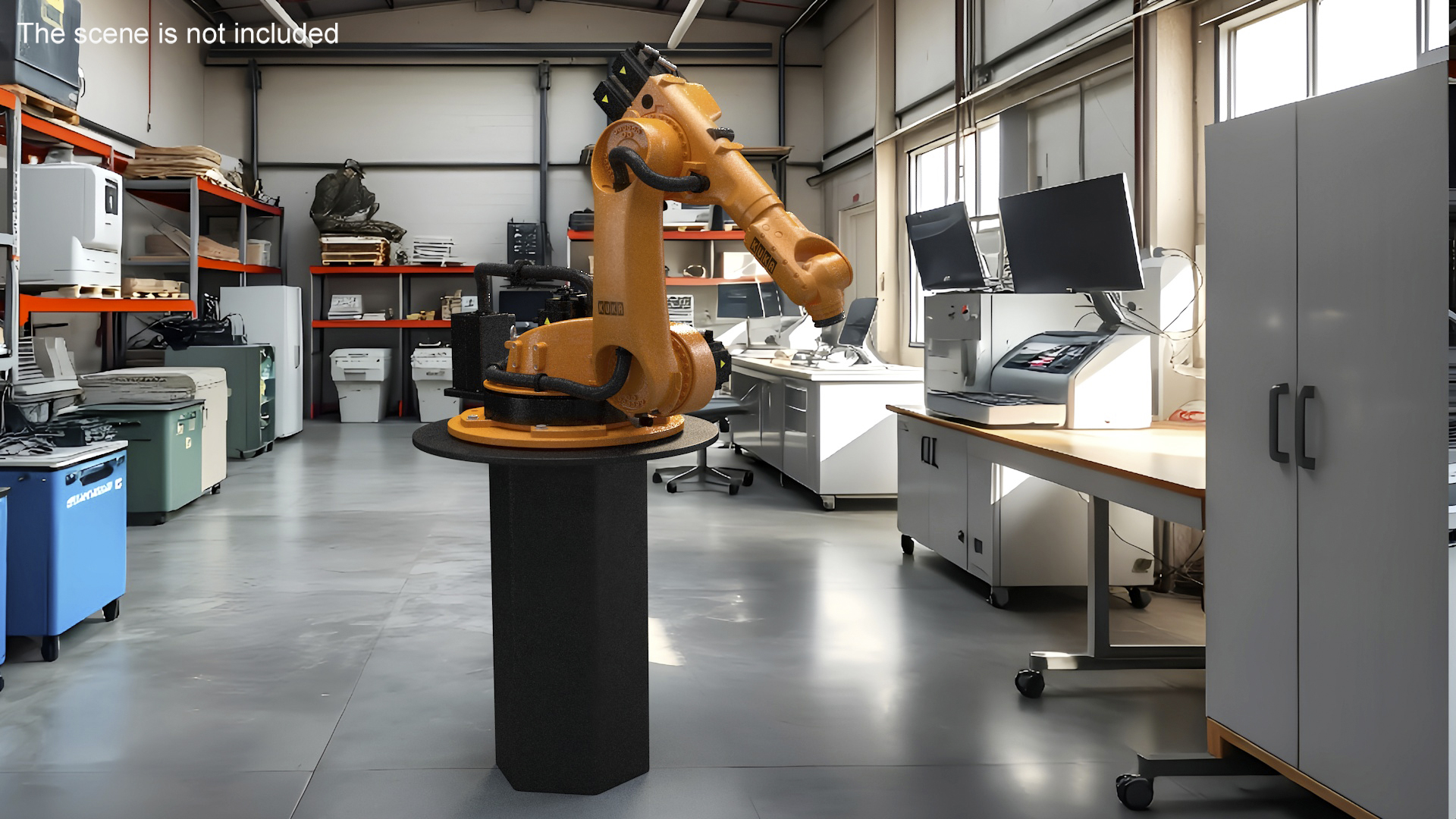 3D Industrial Robot Arm Kuka KR 60-4 on Stand Rigged for Maya model