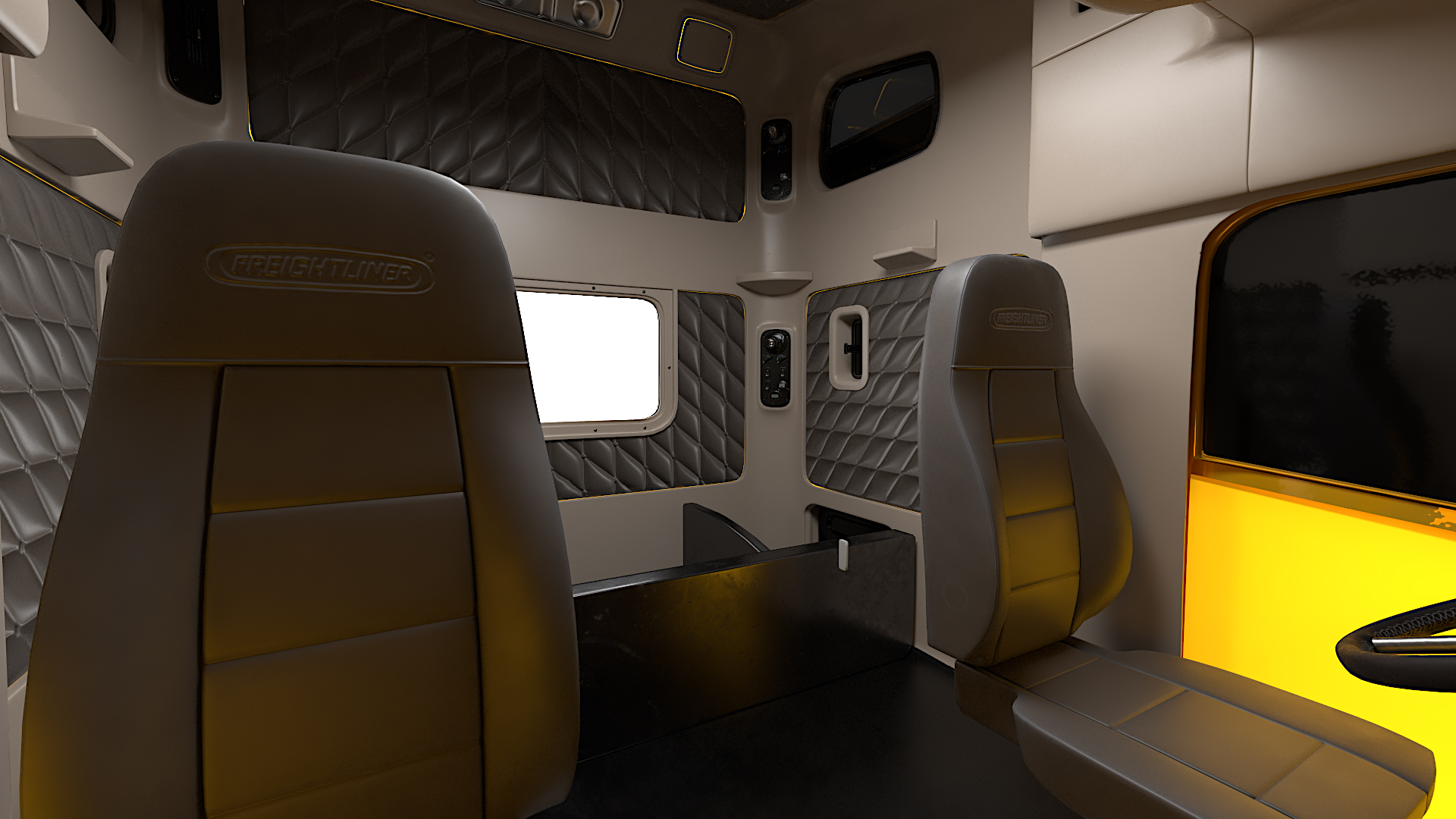 3D model Freightliner 122SD Truck Simple Interior