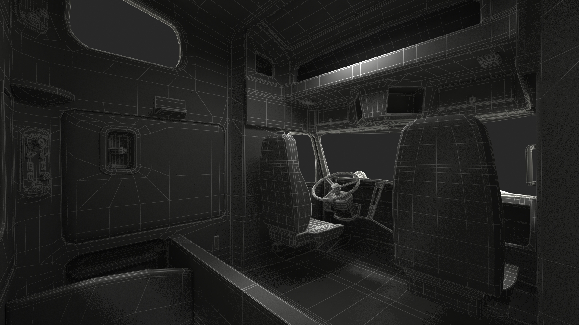 3D model Freightliner 122SD Truck Simple Interior