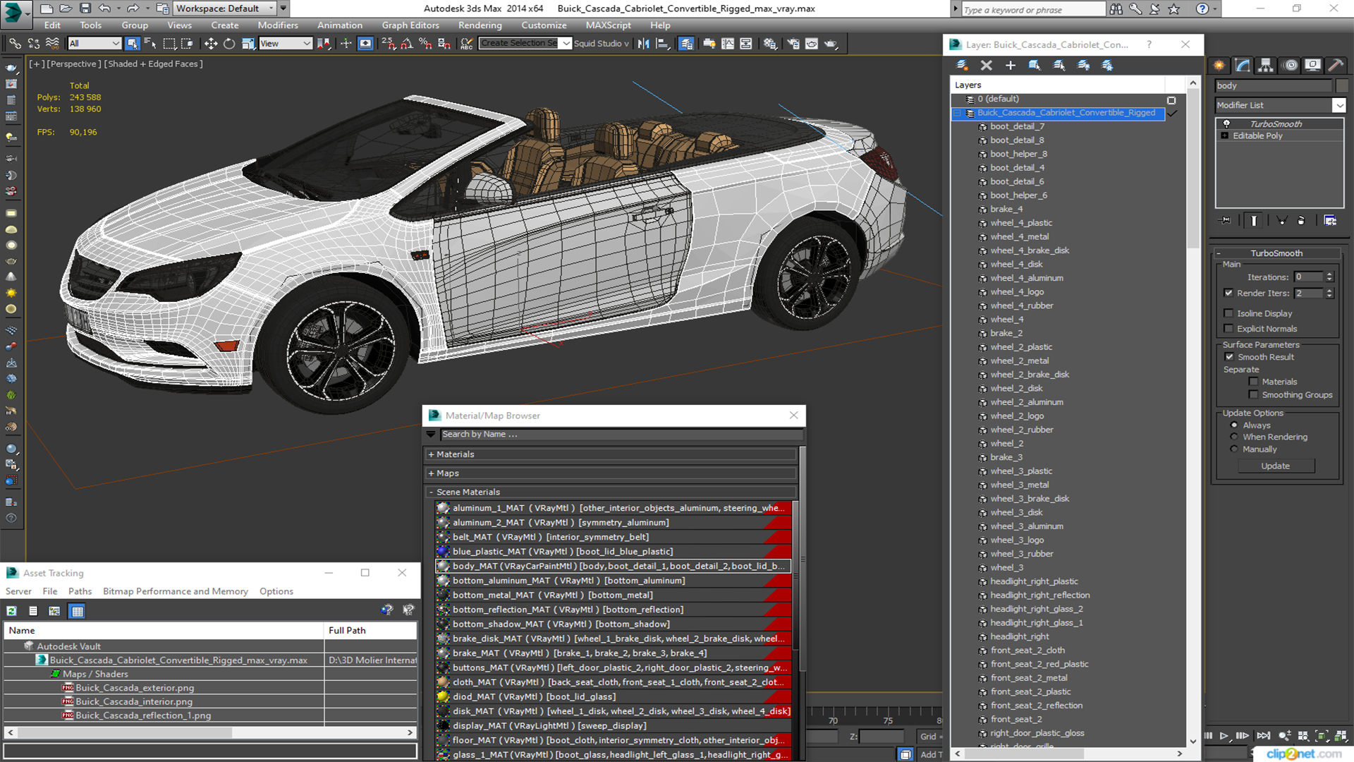 Buick Cascada Cabriolet Convertible Rigged 3D