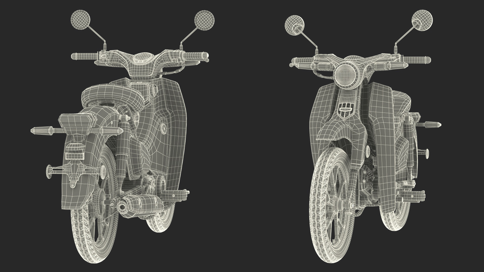 3D Vintage Scooter Black Rigged model