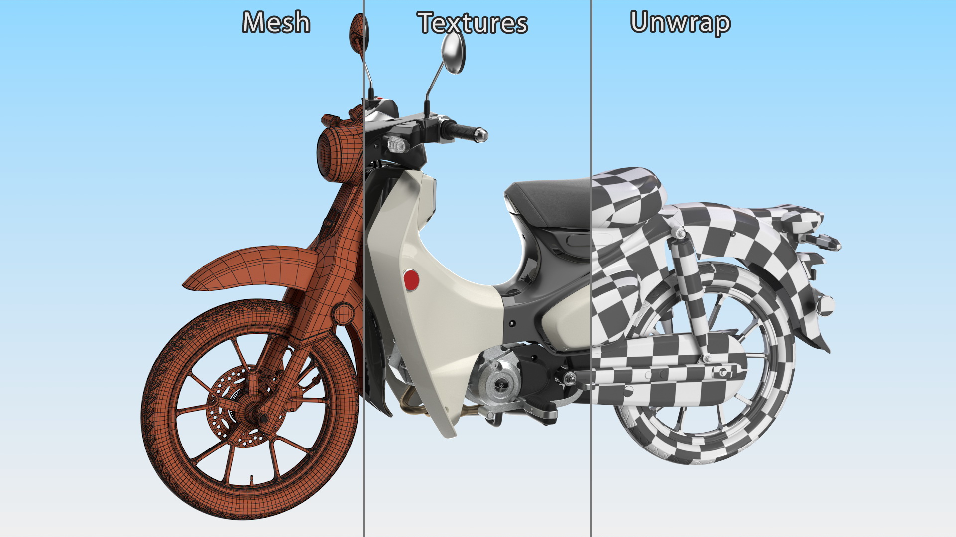 3D Vintage Scooter Black Rigged model