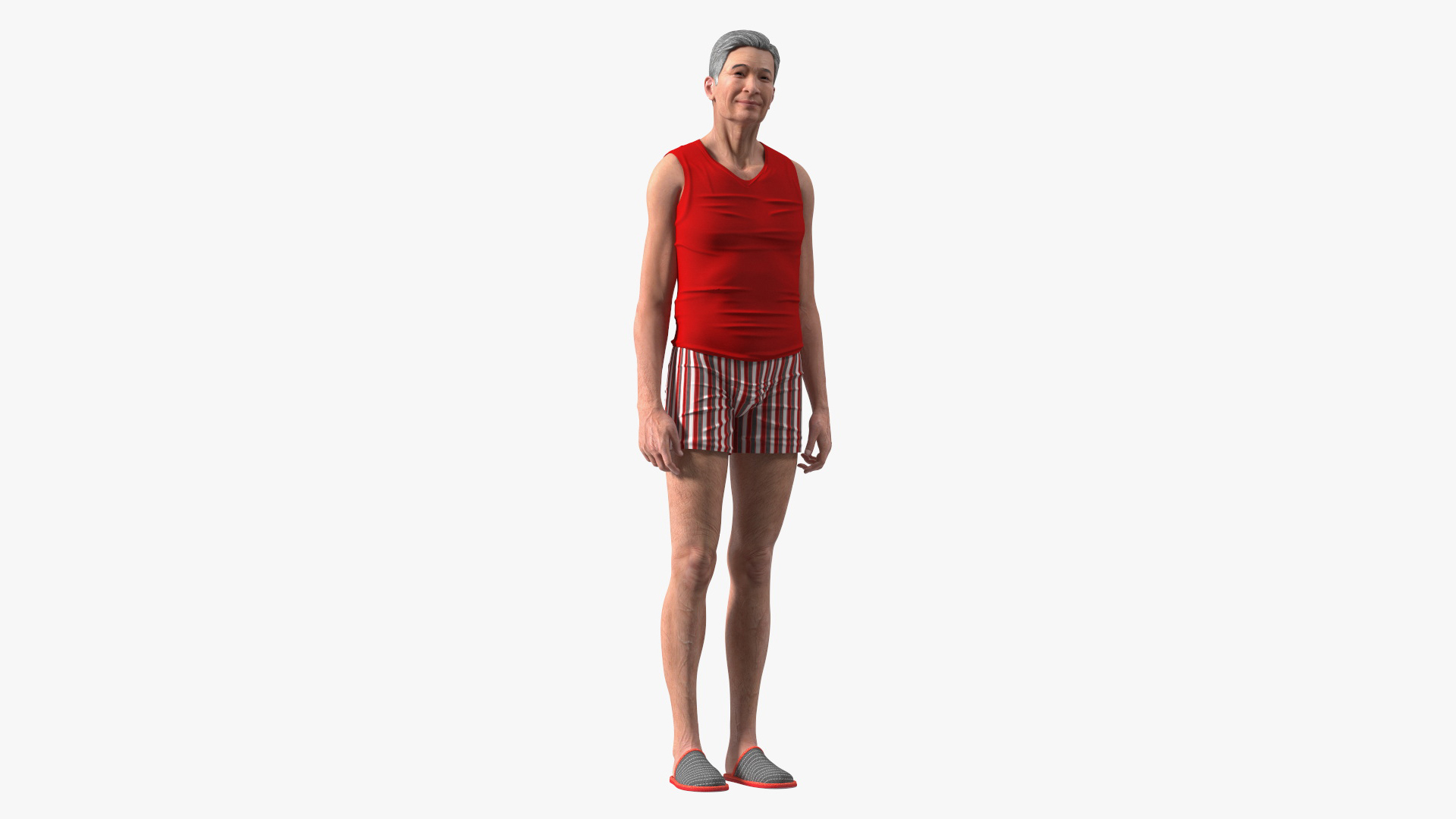 3D Chinese Elderly Man Underwear Style Rigged for Maya