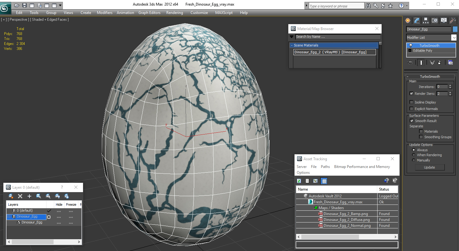 3D Fresh Dinosaur Egg model