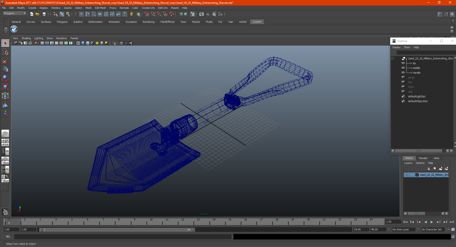 3D Used US GI Military Entrenching Shovel model