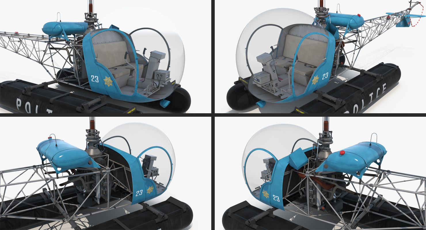 Bell 47 On Floats Police 3D model