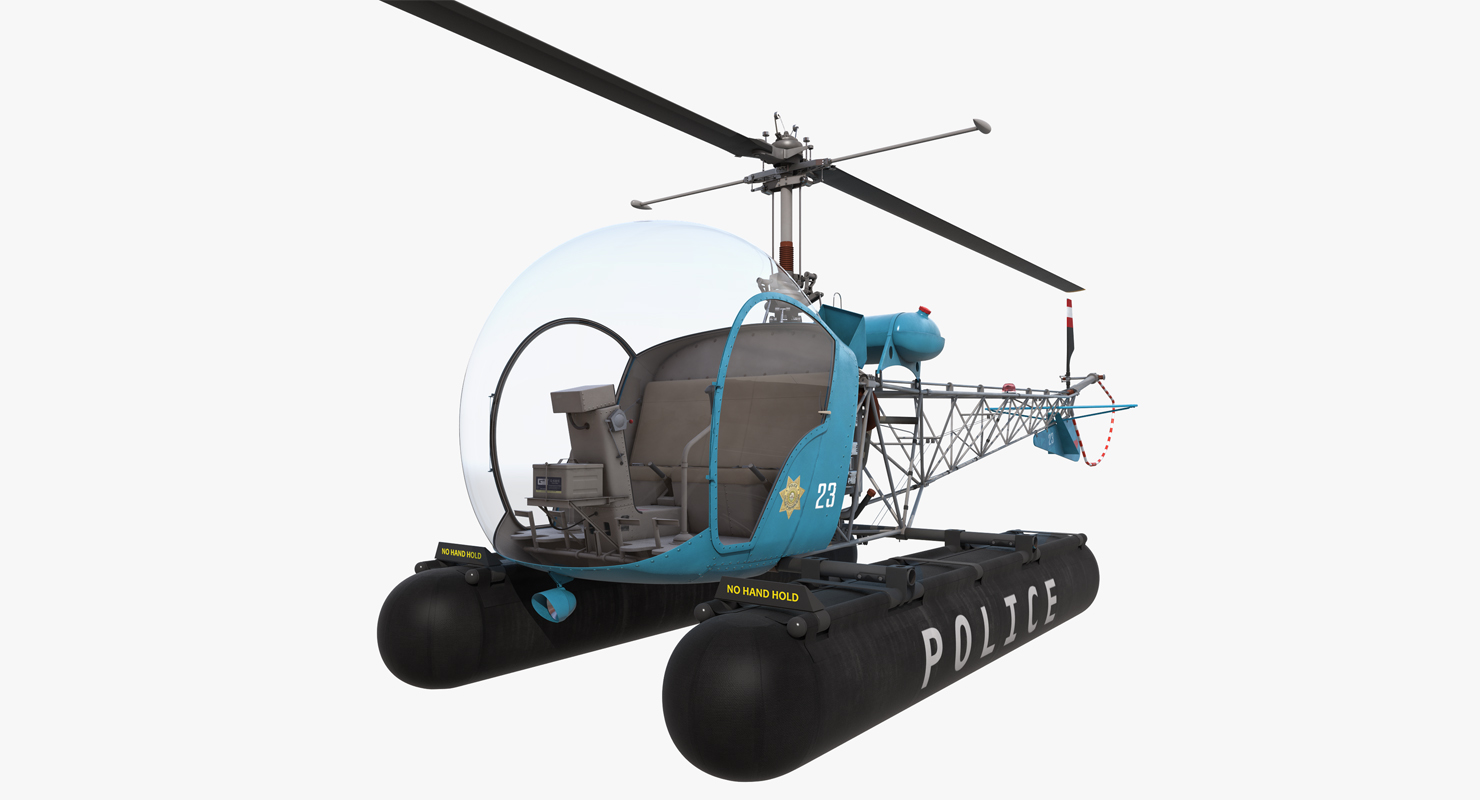 Bell 47 On Floats Police 3D model