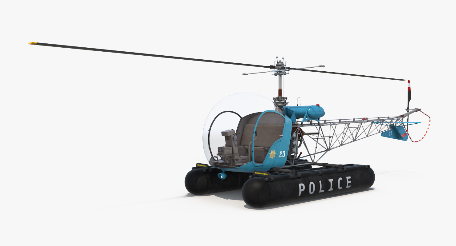 Bell 47 On Floats Police 3D model