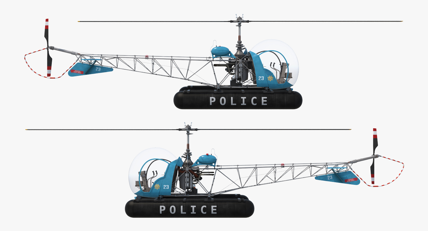 Bell 47 On Floats Police 3D model