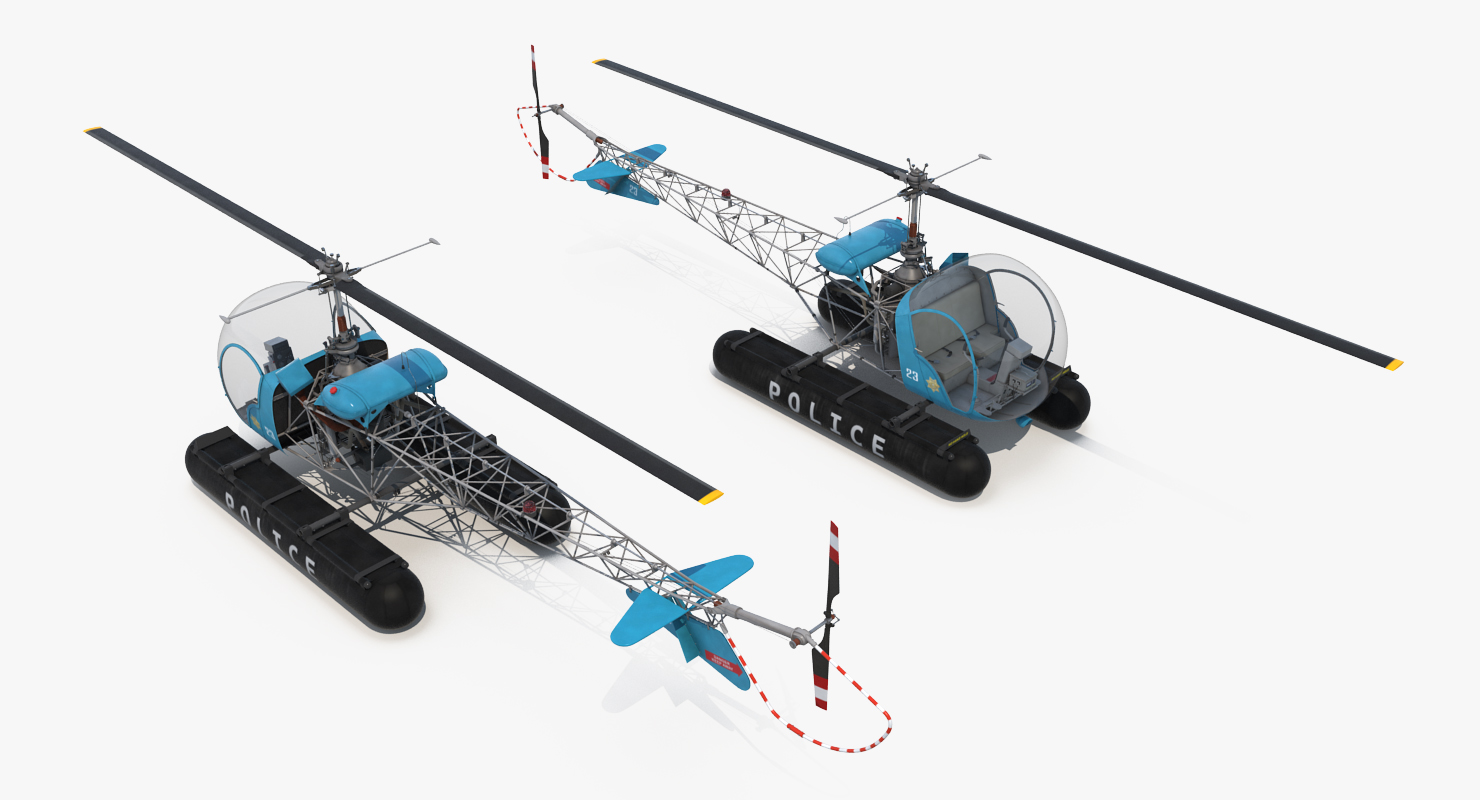 Bell 47 On Floats Police 3D model