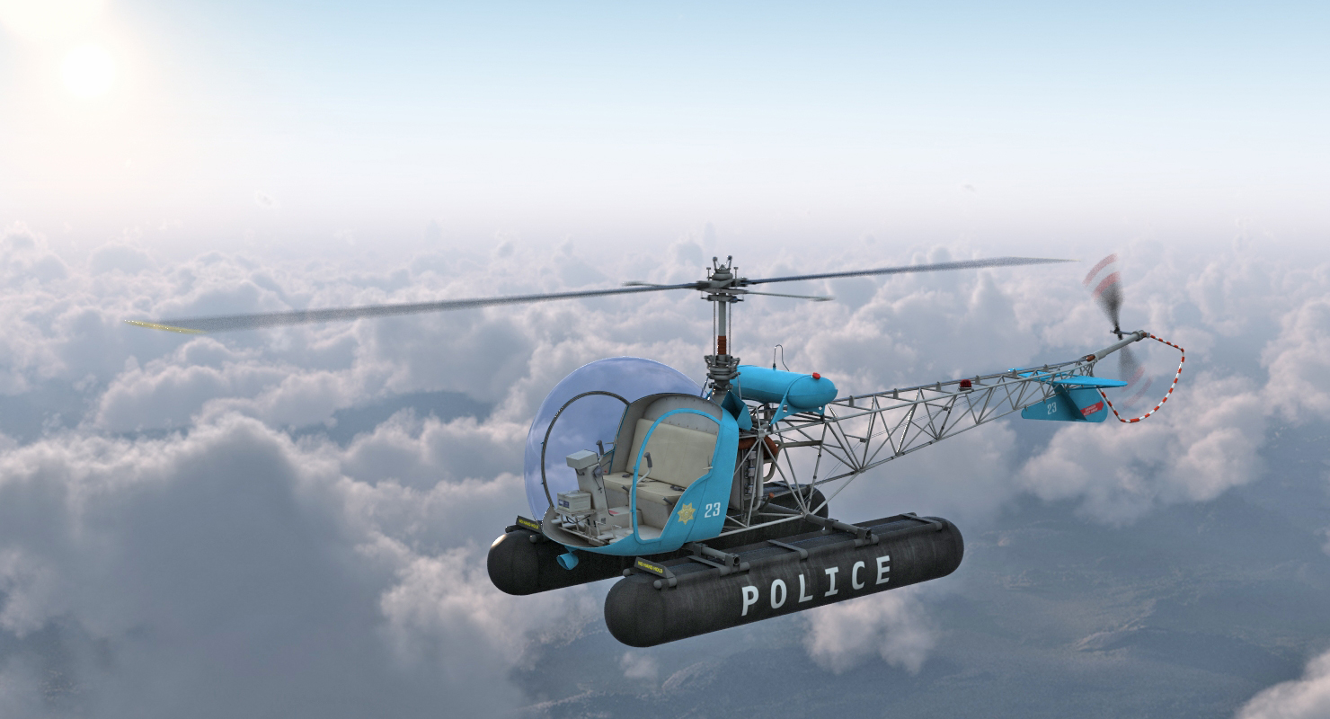 Bell 47 On Floats Police 3D model