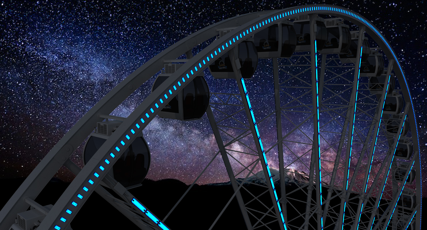 Seattle Great Ferris Wheel at Pier Night Rigged 3D