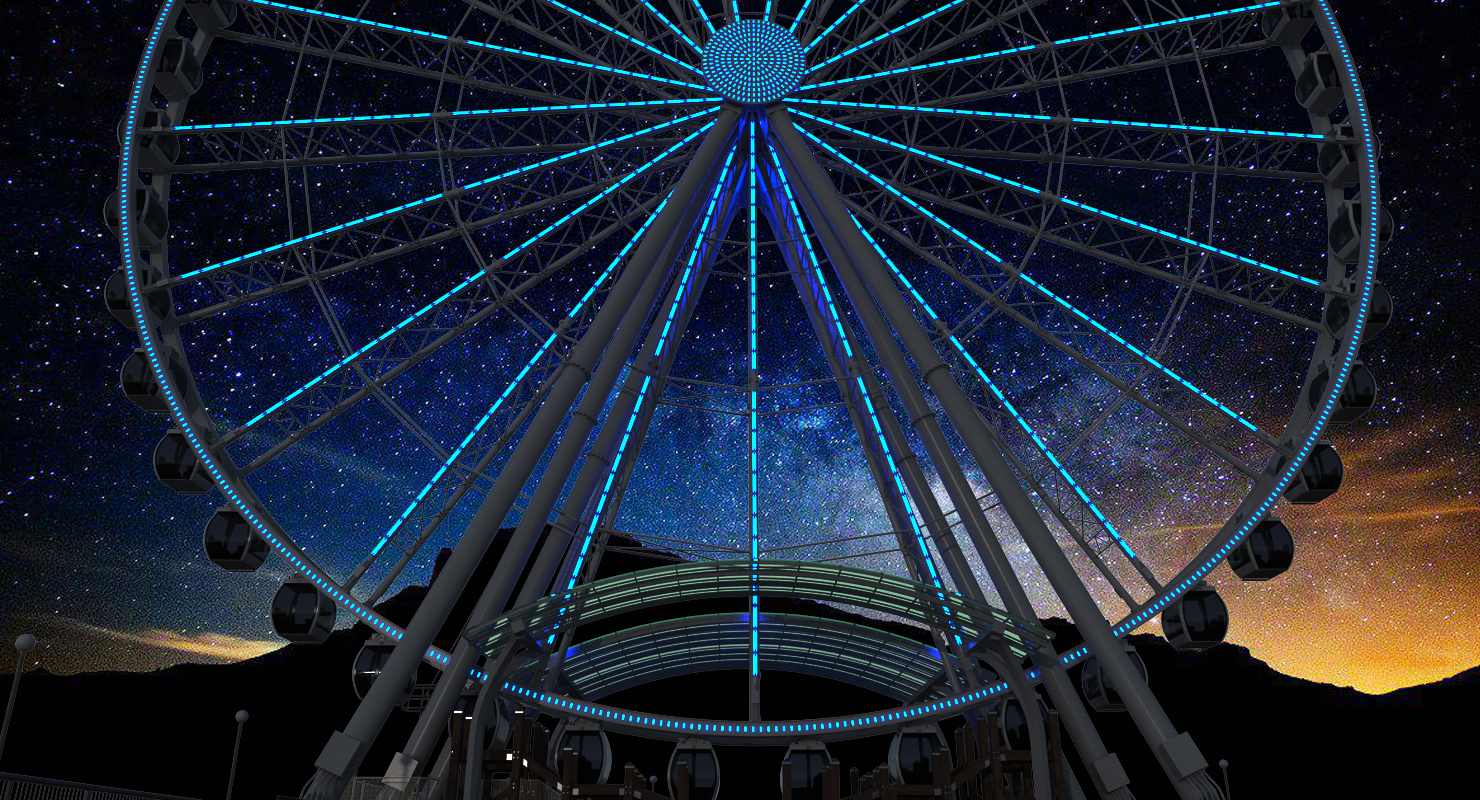 Seattle Great Ferris Wheel at Pier Night Rigged 3D