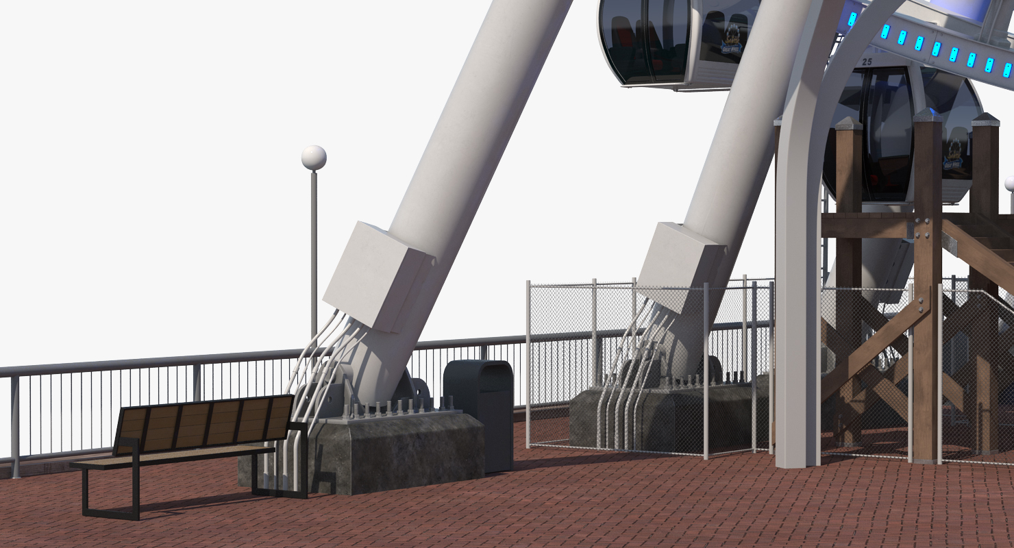 Seattle Great Ferris Wheel at Pier Night Rigged 3D