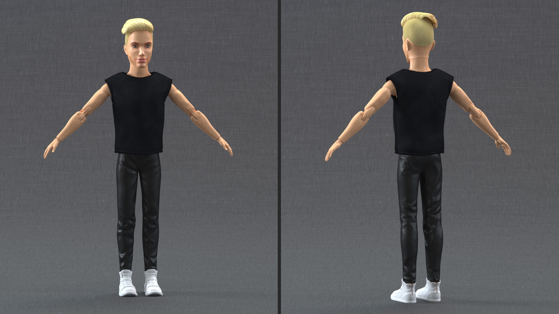 3D model Barbie Ken GTD90 Dressed Rigged Fur