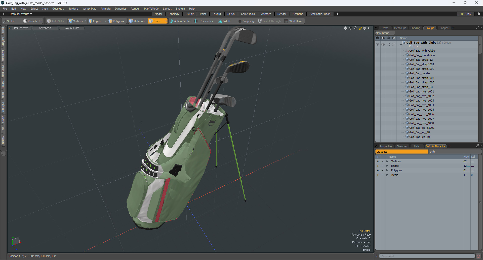 Golf Bag with Clubs 3D model