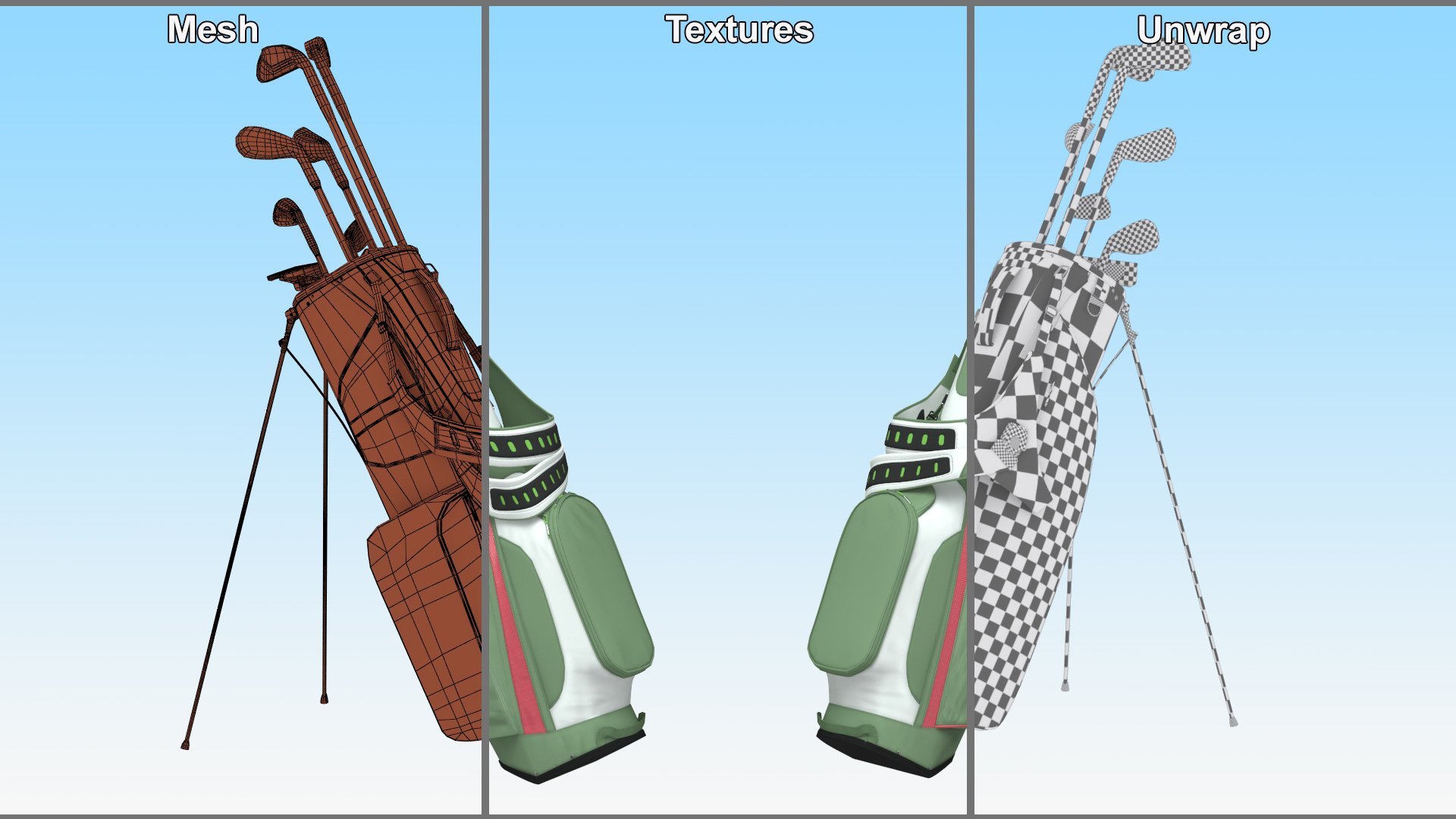 Golf Bag with Clubs 3D model