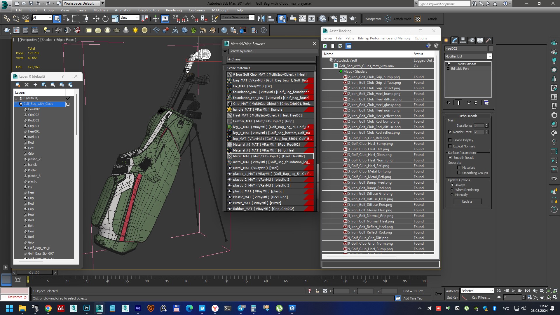 Golf Bag with Clubs 3D model