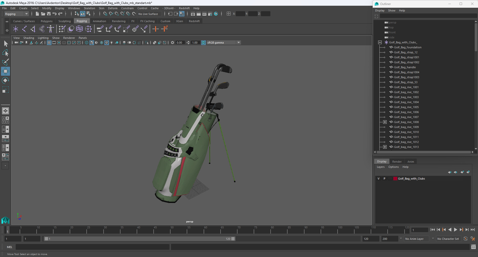 Golf Bag with Clubs 3D model
