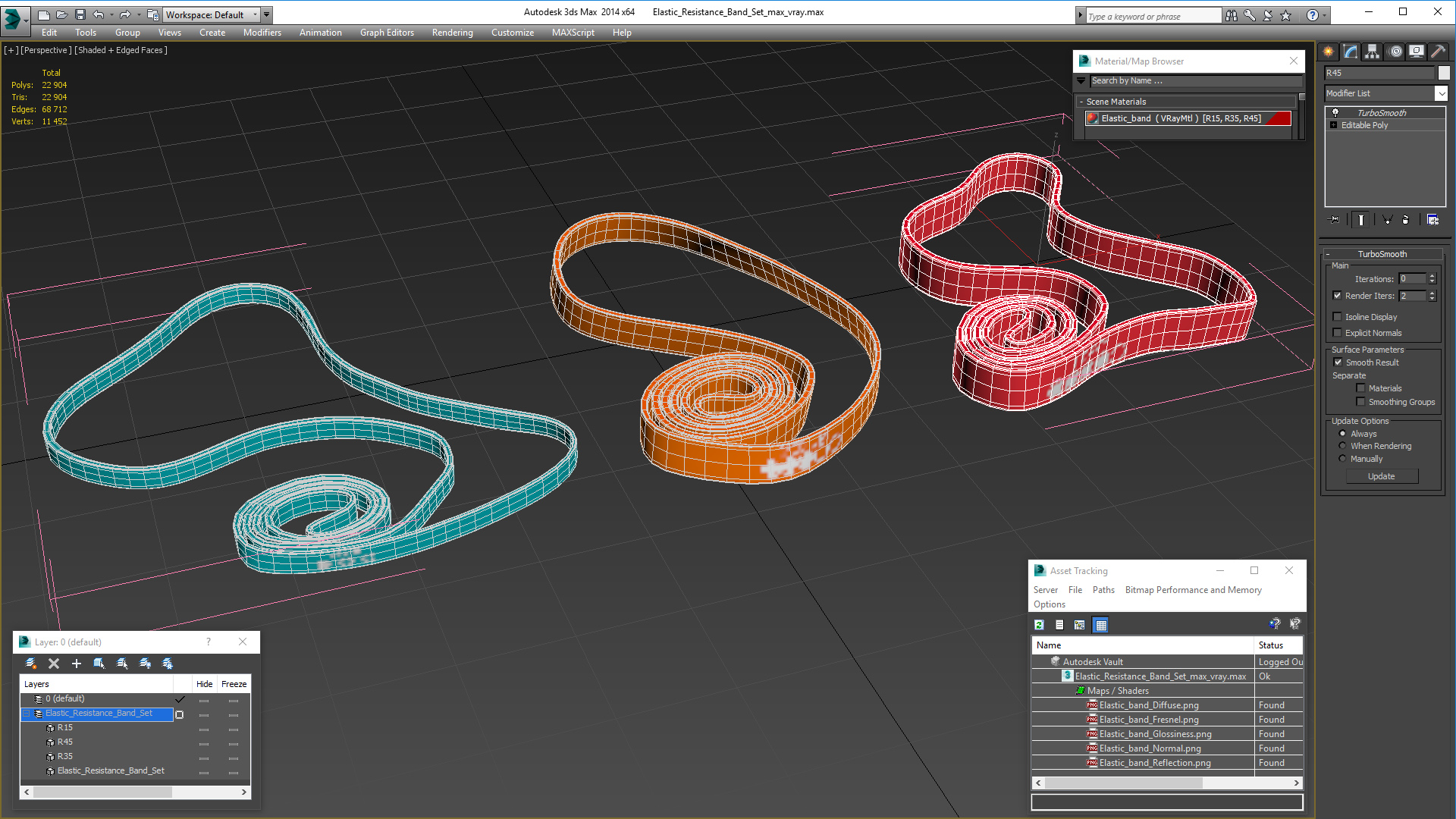 Elastic Resistance Band Set 3D