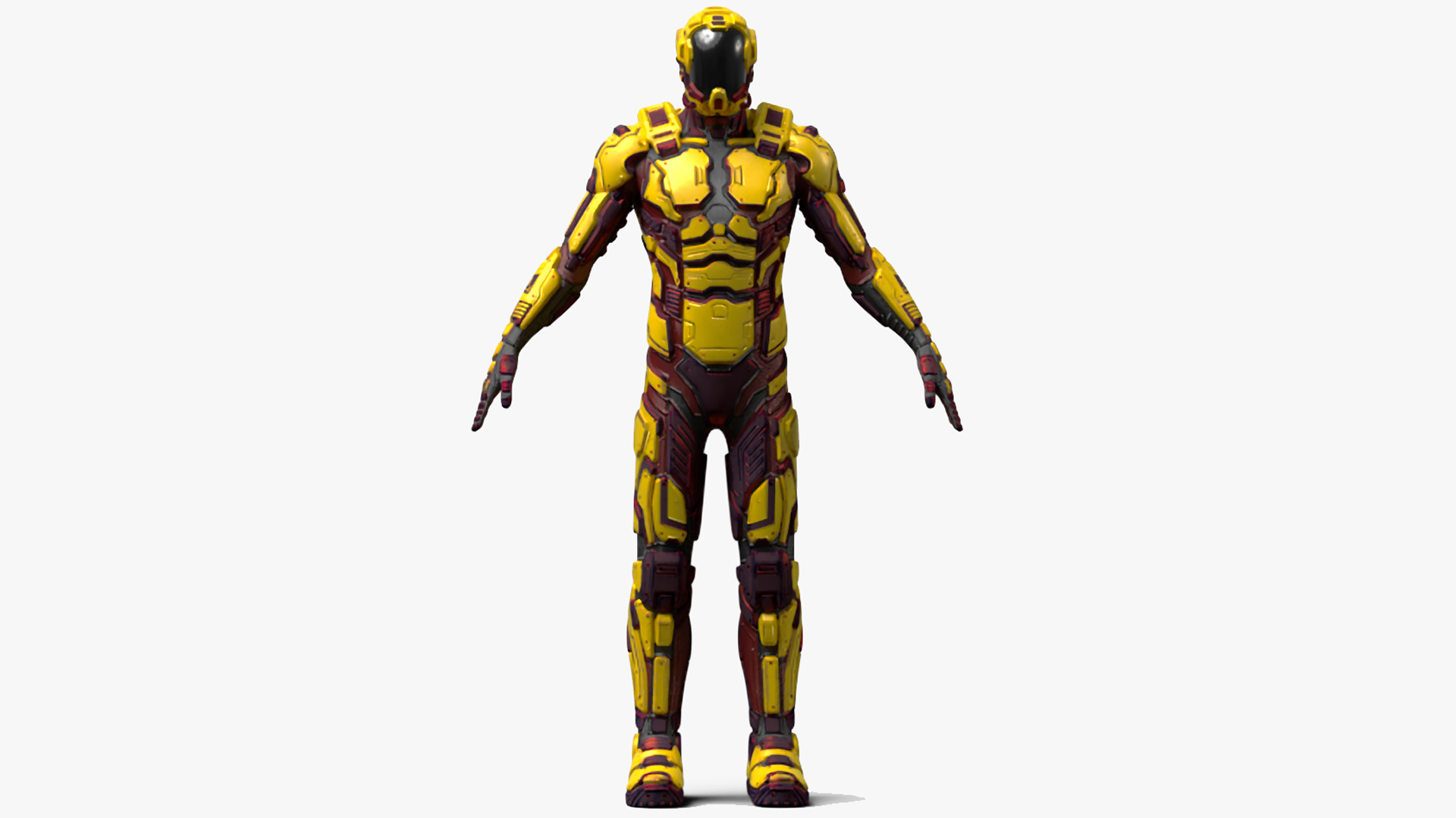 3D Futuristic Armored Cyborg Yellow Rigged for Cinema 4D model