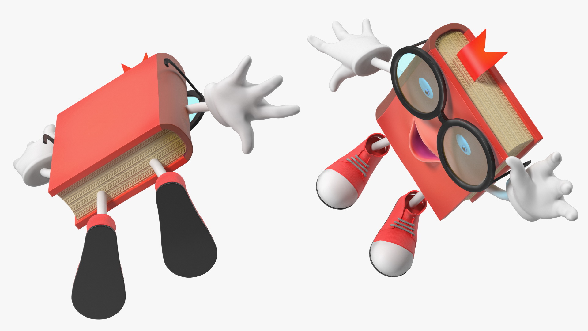 3D model Friendly Cartoon Book Red