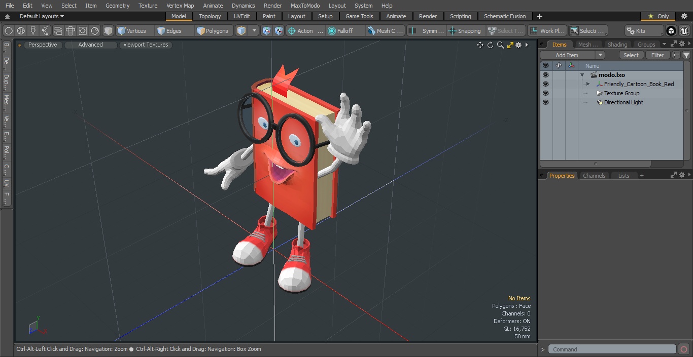 3D model Friendly Cartoon Book Red