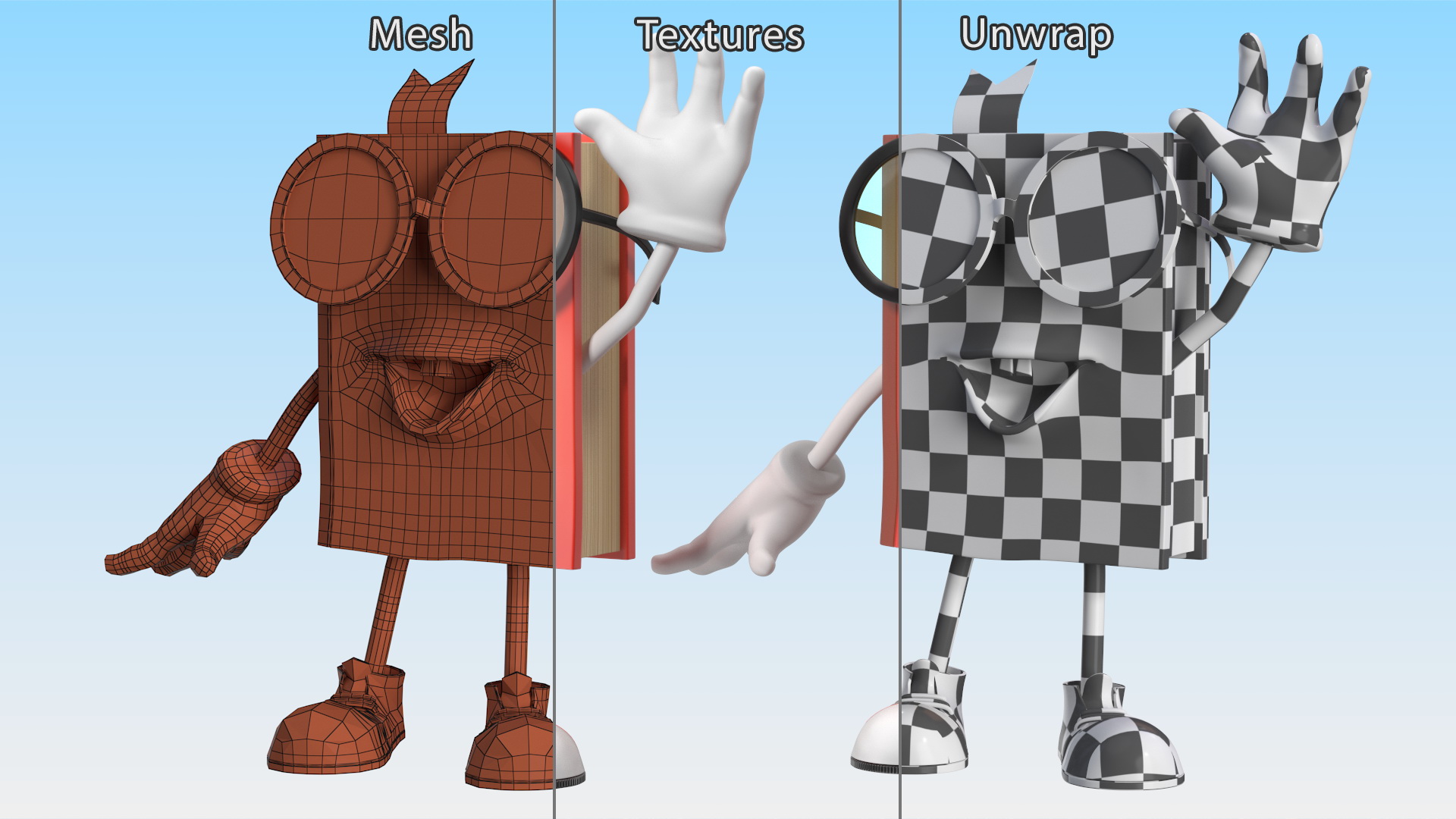 3D model Friendly Cartoon Book Red