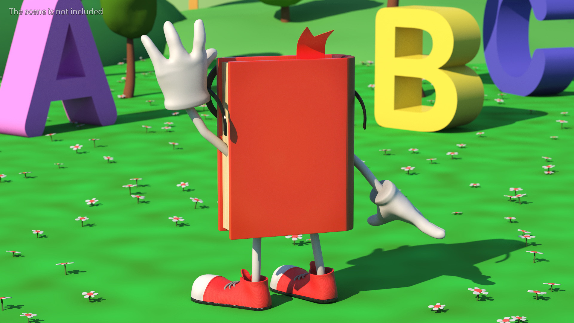 3D model Friendly Cartoon Book Red