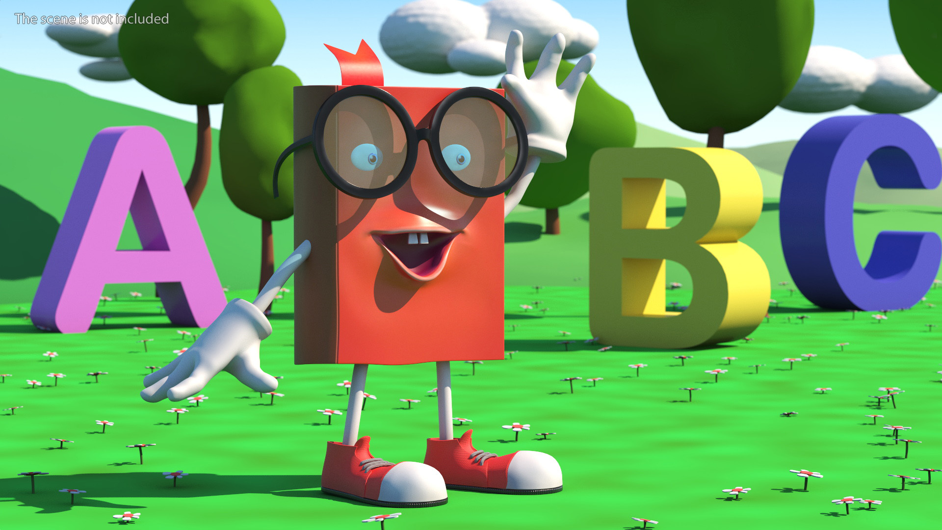 3D model Friendly Cartoon Book Red