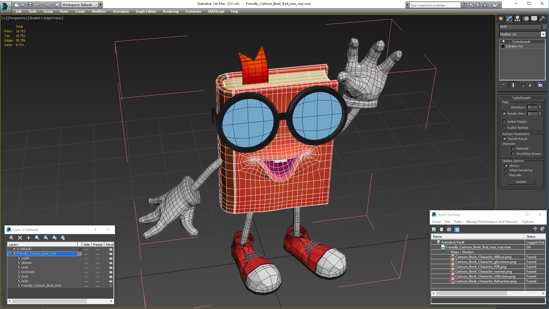 3D model Friendly Cartoon Book Red