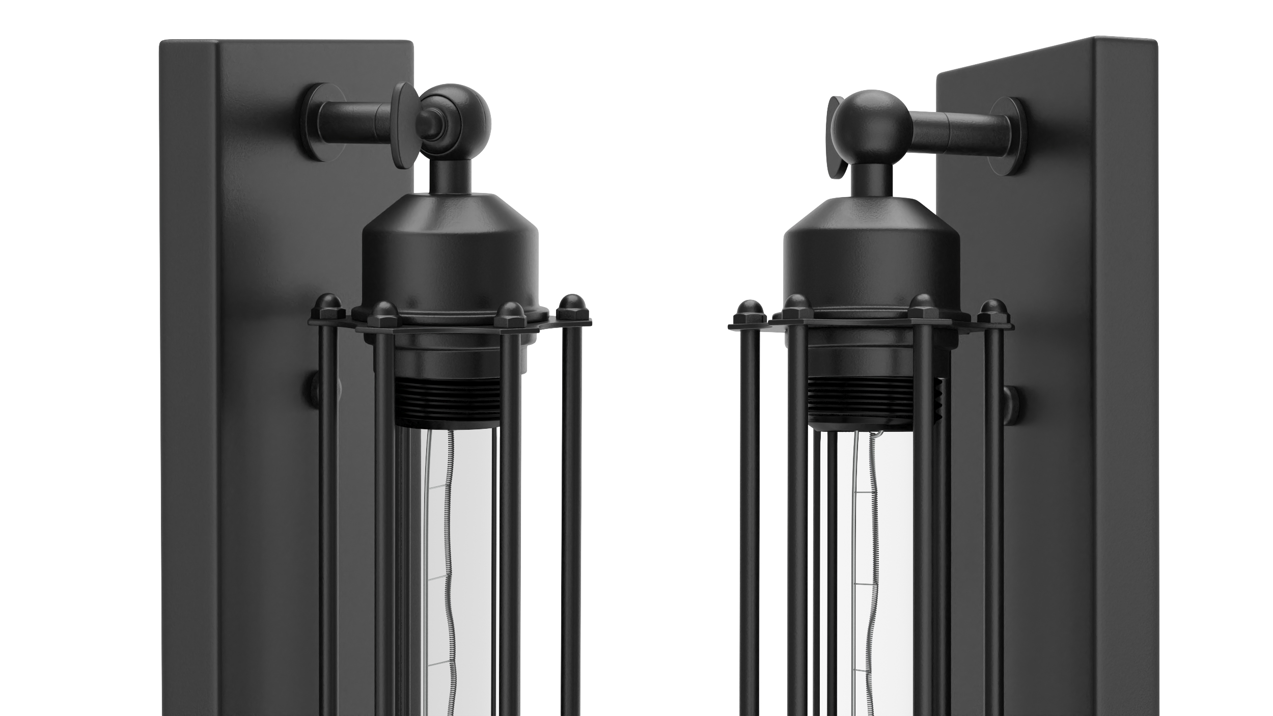3D model Iron Cage Wall Mount Industrial Tube Bulb Off