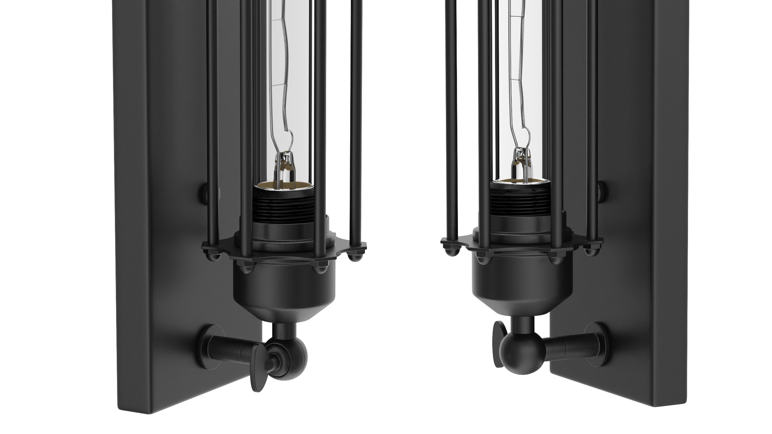 3D model Iron Cage Wall Mount Industrial Tube Bulb Off