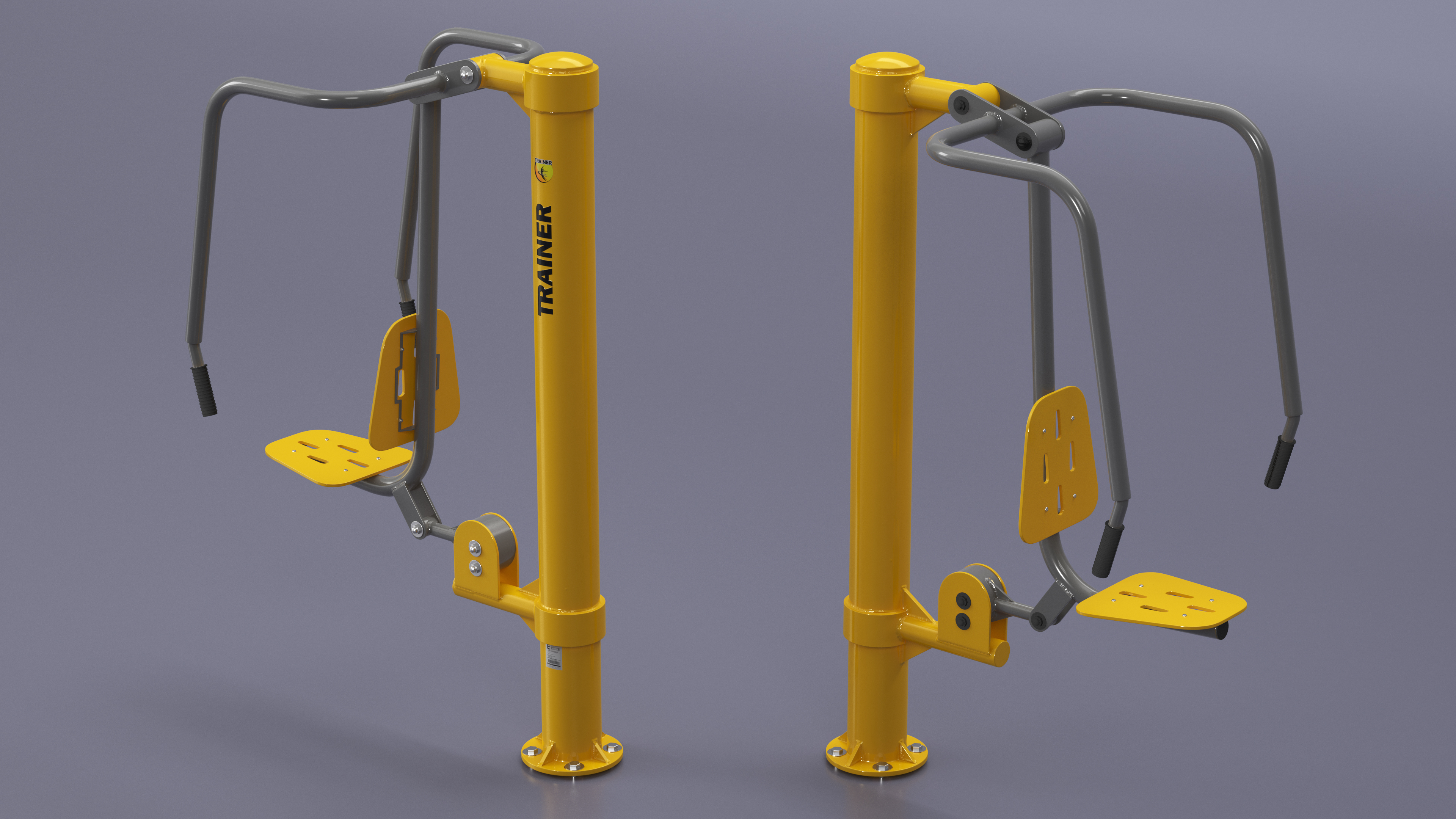 3D Push Chair Outdoor Fitness Equipment Yellow model