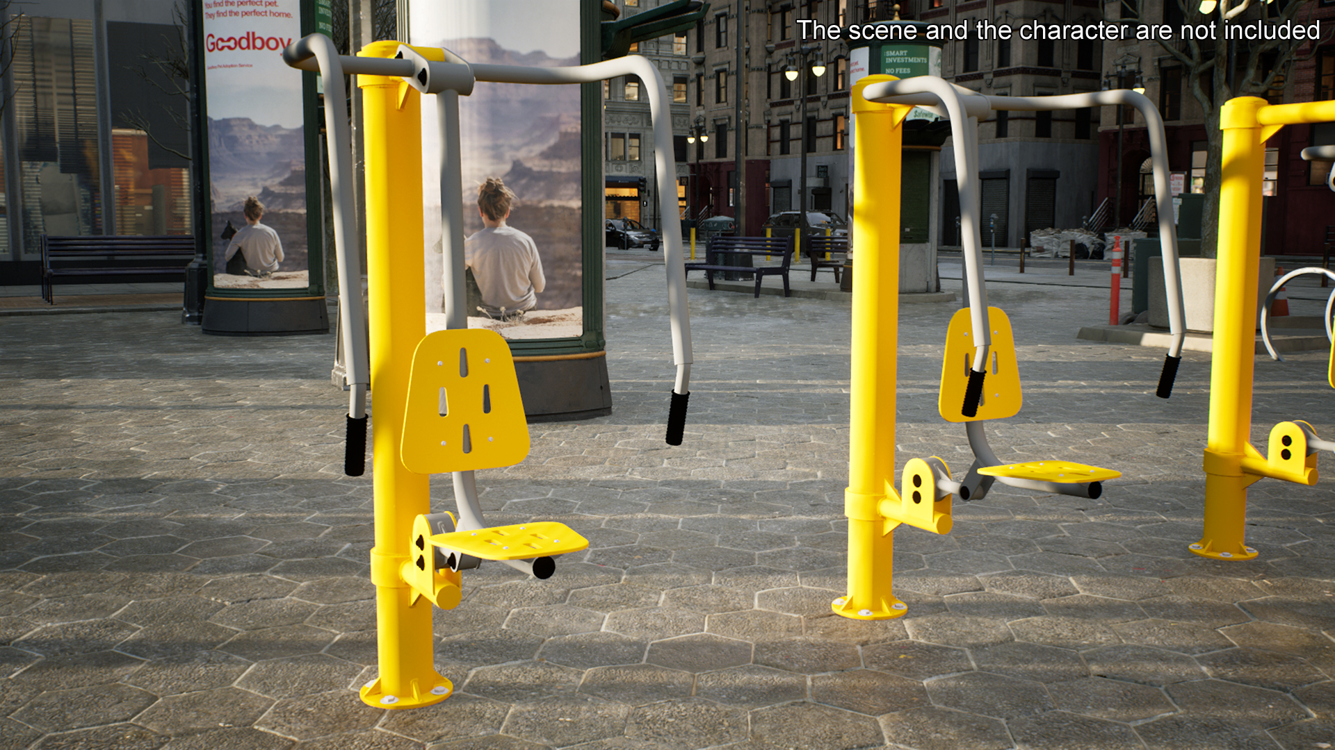 3D Push Chair Outdoor Fitness Equipment Yellow model